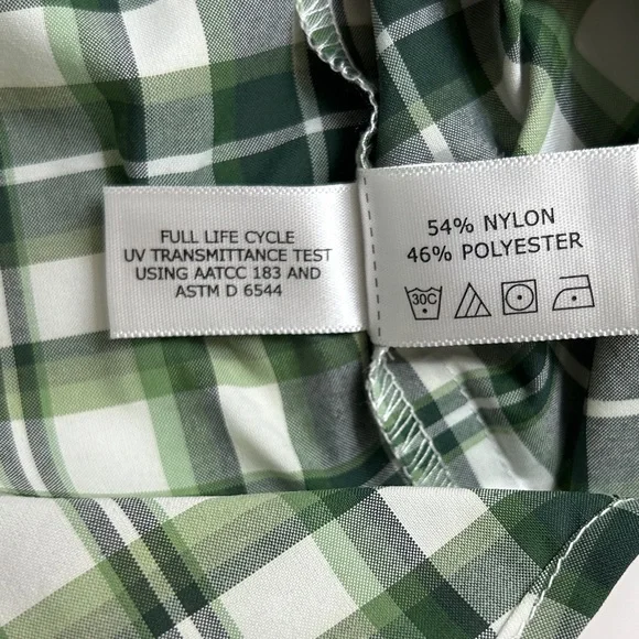 Coolibar men’s long sleeve green check plaid button down size L - Picture 6 of 9